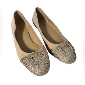Antonio Melani Rhinestone Buckle
Leather Suede Flats Sz 8M. Beige